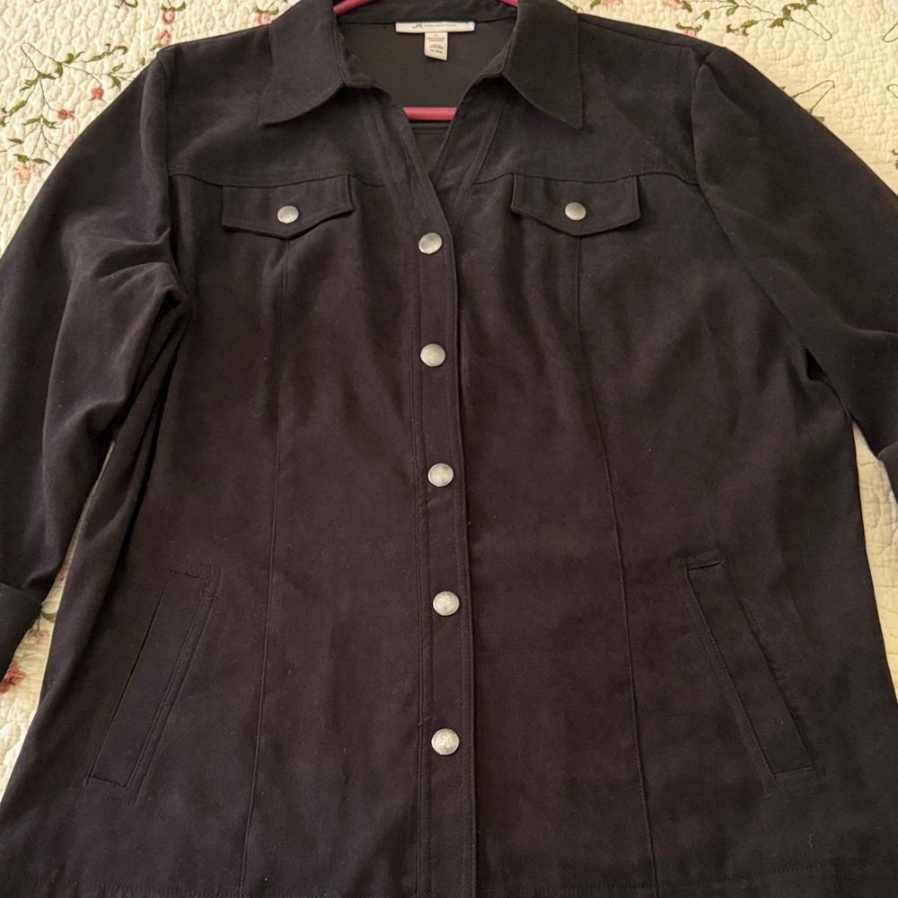JM Collection size 14 Black faux suede shirt jacket